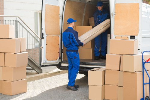 Moving boxes and packed household items during a home move in Temple