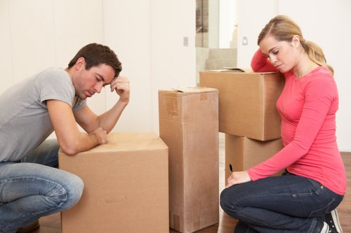 Professional team handling business relocation equipment